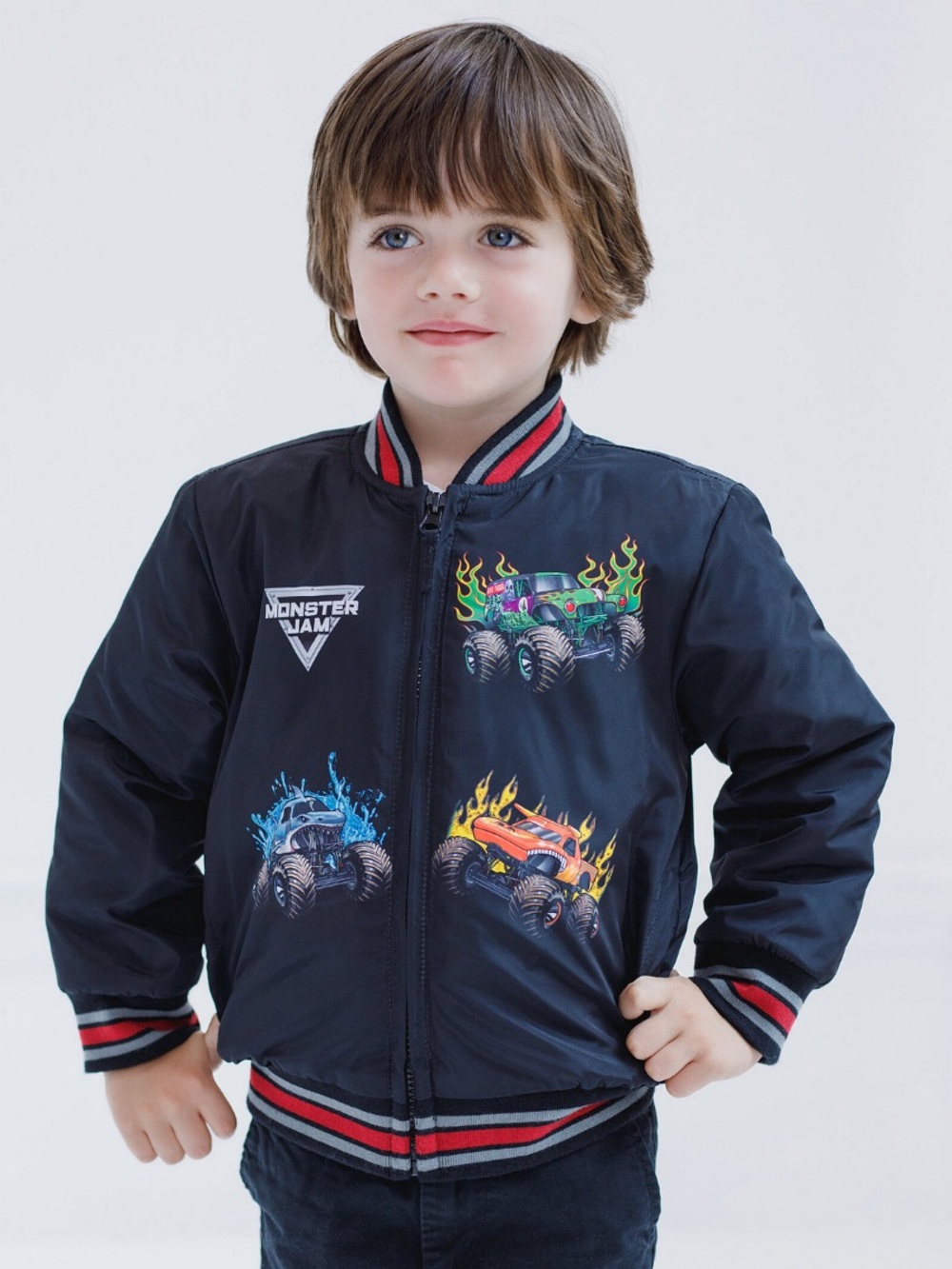 Monster Jam Zip-Up Bomber Jacket Boys Size 4